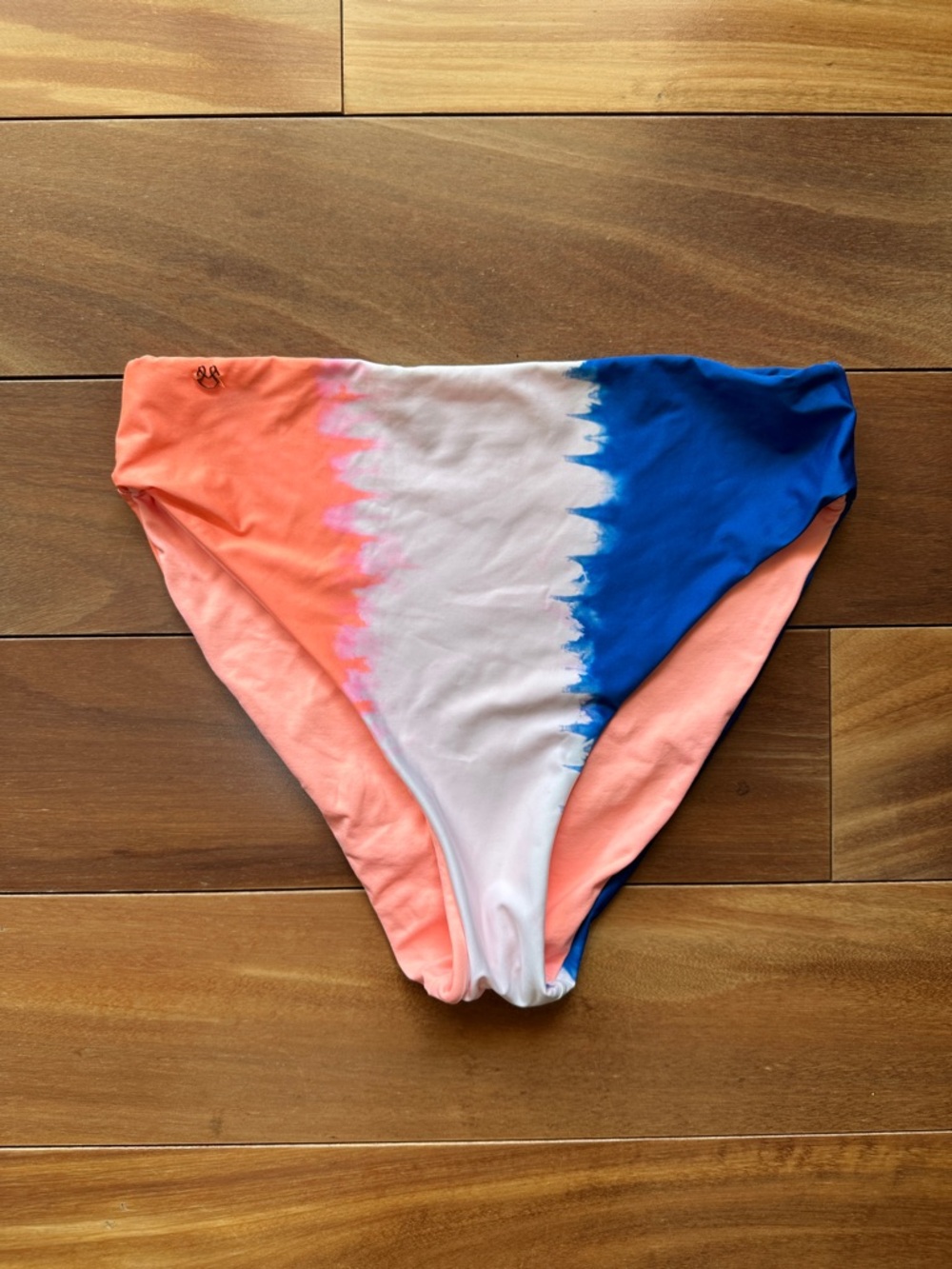 Maaji Coral, White & Royal Blue Tie-Dye Bikini Bottoms L
